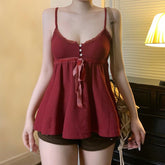BXOXO Cute Coquette Bandage Bow Tees Women Summer Casual Fashion Loose A-line Camis Vintage y2k Crop Top Retro Aesthetic Vest